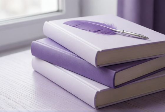 Тёмные книжные переплёты и перьевая ручка на деревянном столе